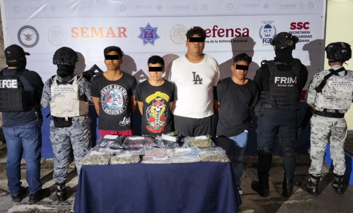 Detienen a Cuatro Presuntos Narcodistribuidores en Benito Juárez