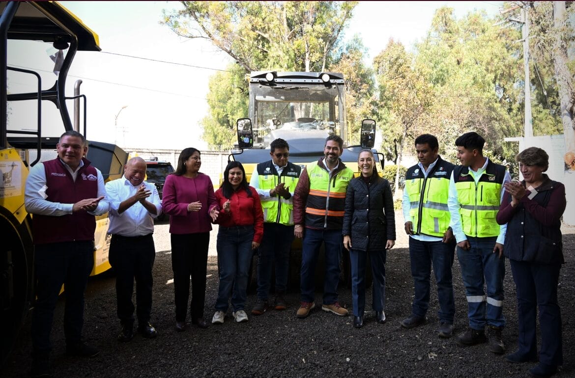 Sheinbaum destaca trenes de repavimentación para carreteras